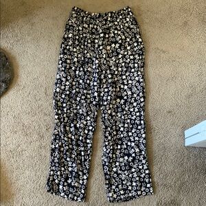 Floral Black and White Women's Pants